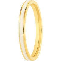 Olas d'Oro - 14K Yellow Gold White Enamel Band Ring - Size 7 - 1.80 Grams