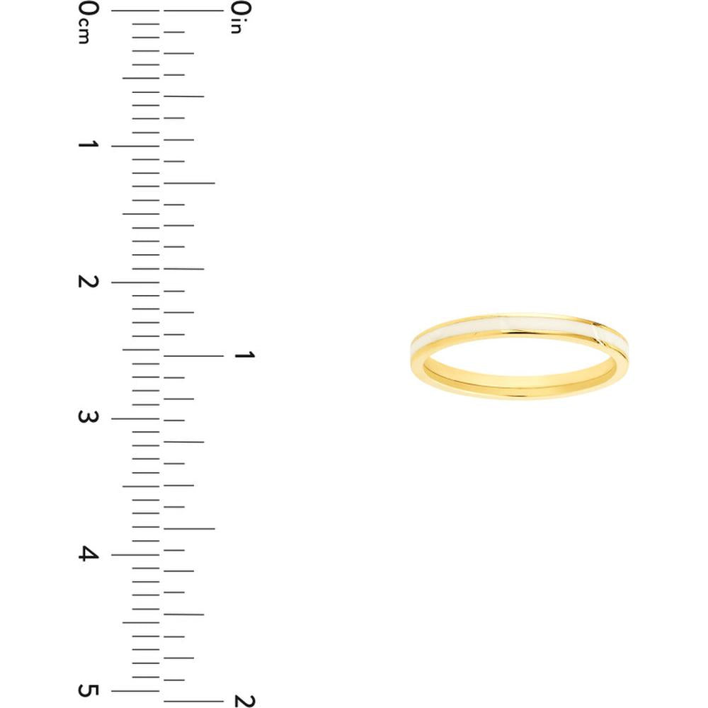 Olas d'Oro - 14K Yellow Gold White Enamel Band Ring - Size 7 - 1.80 Grams