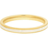 Olas d'Oro - 14K Yellow Gold White Enamel Band Ring - Size 8 - 1.80 Grams Weight