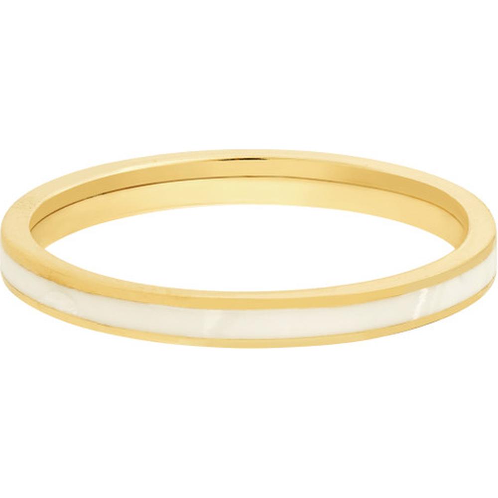 Olas d'Oro - 14K Yellow Gold White Enamel Band Ring - Size 8 - 1.80 Grams Weight