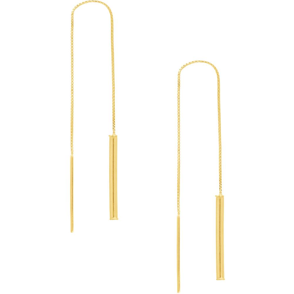 Olas d'Oro - 14K Yellow Gold Wide Bar Threader Earrings - 1.30 Grams Total Weight