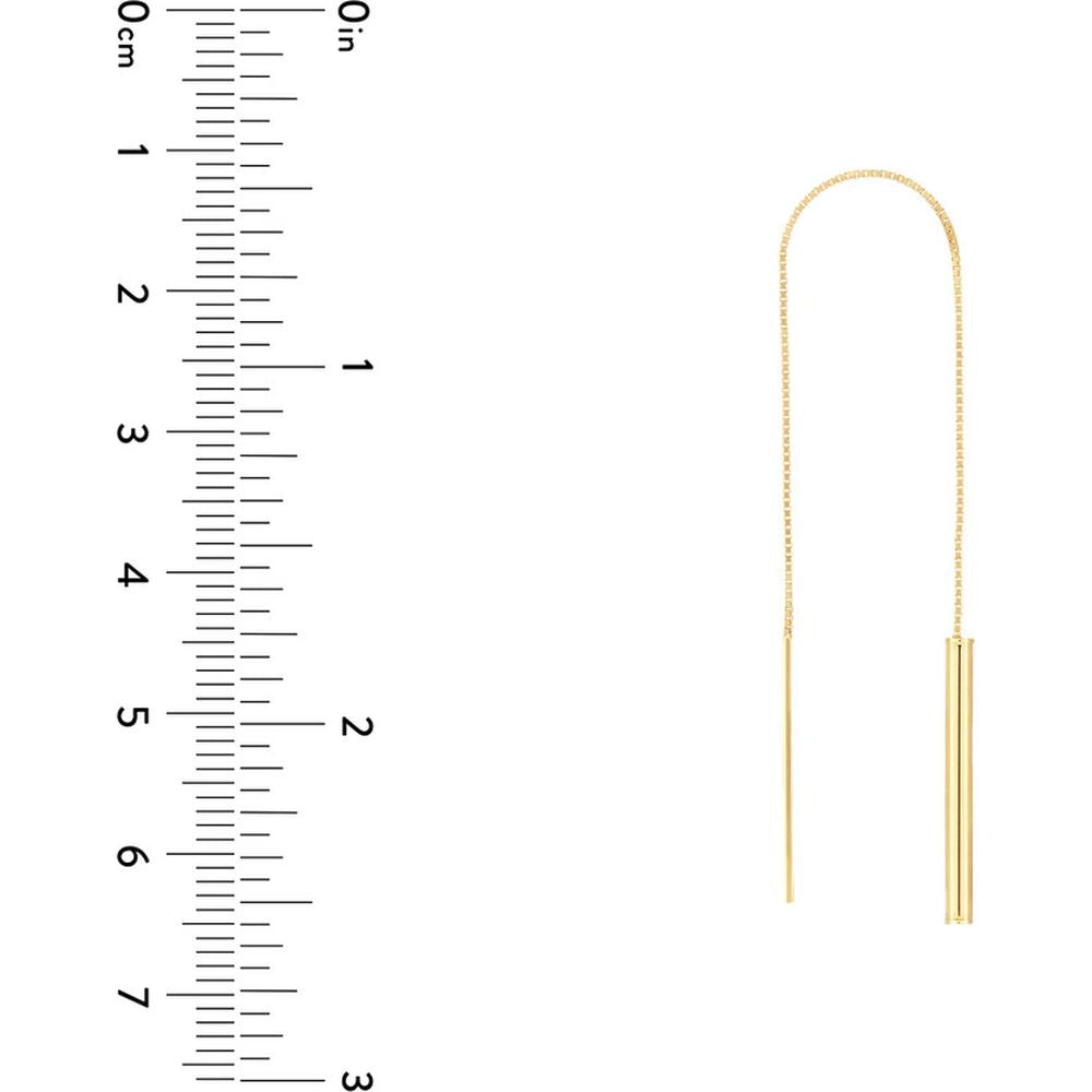 Olas d'Oro - 14K Yellow Gold Wide Bar Threader Earrings - 1.30 Grams Total Weight