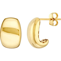 Olas d'Oro - 14K Yellow Gold Wide Dome Hoop Earrings - 2.60 Grams Total Weight