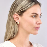 Olas d'Oro - 14K Yellow Gold Wide Dome Hoop Earrings - 2.60 Grams Total Weight