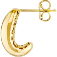 Olas d'Oro - 14K Yellow Gold Wide Dome Hoop Earrings - 2.60 Grams Total Weight