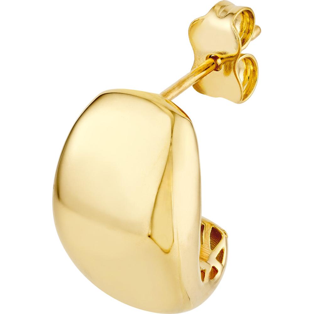 Olas d'Oro - 14K Yellow Gold Wide Dome Hoop Earrings - 2.60 Grams Total Weight