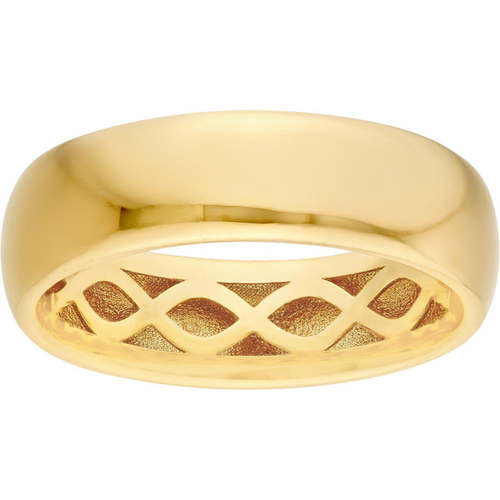 Olas d'Oro - 14K Yellow Gold Wide Round Band Size 7 Simple Elegant Ring for Everyday Wear