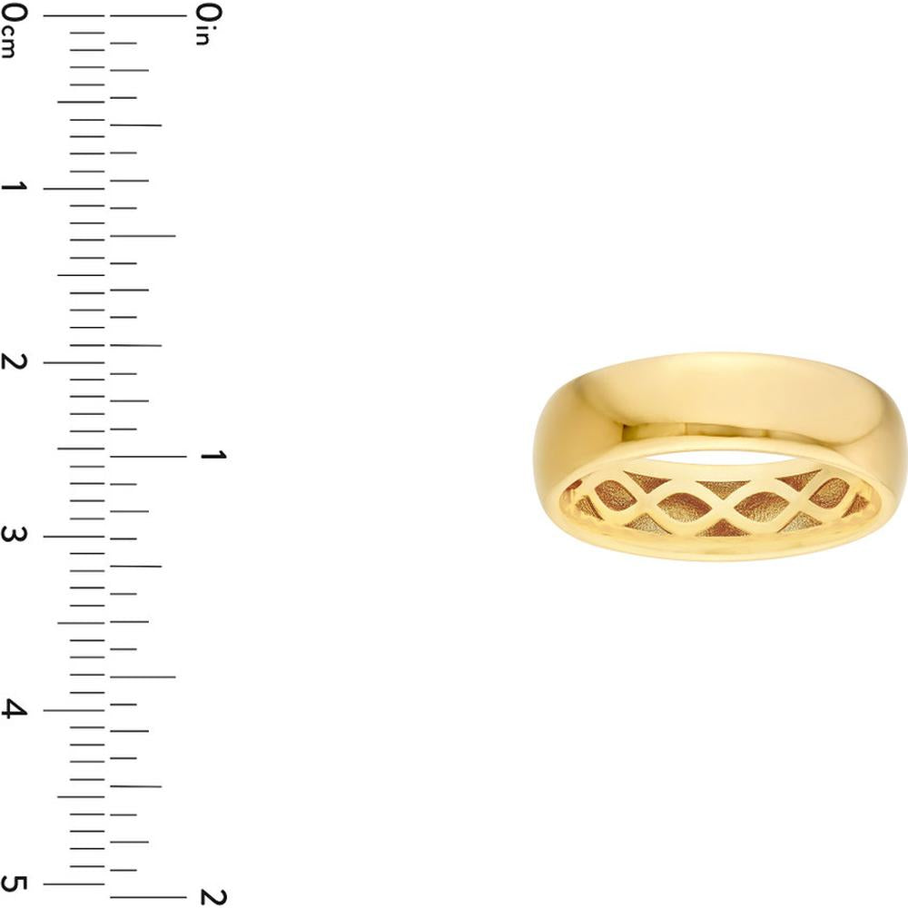 Olas d'Oro - 14K Yellow Gold Wide Round Band Size 7 Simple Elegant Ring for Everyday Wear