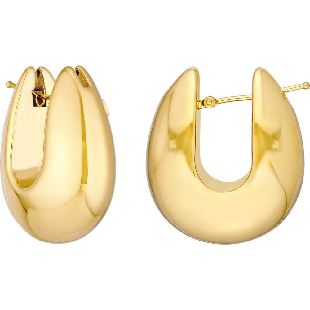 Olas d'Oro - 14K Yellow Gold Wide Round Puff Hoop Earrings