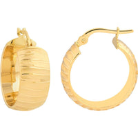 Olas d'Oro - 14K Yellow Gold Wide Textured Round Hoop Earrings - 2.86 Grams Total Weight