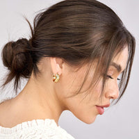 Olas d'Oro - 14K Yellow Gold Wide Textured Round Hoop Earrings - 2.86 Grams Total Weight