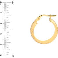 Olas d'Oro - 14K Yellow Gold Wide Textured Round Hoop Earrings - 2.86 Grams Total Weight