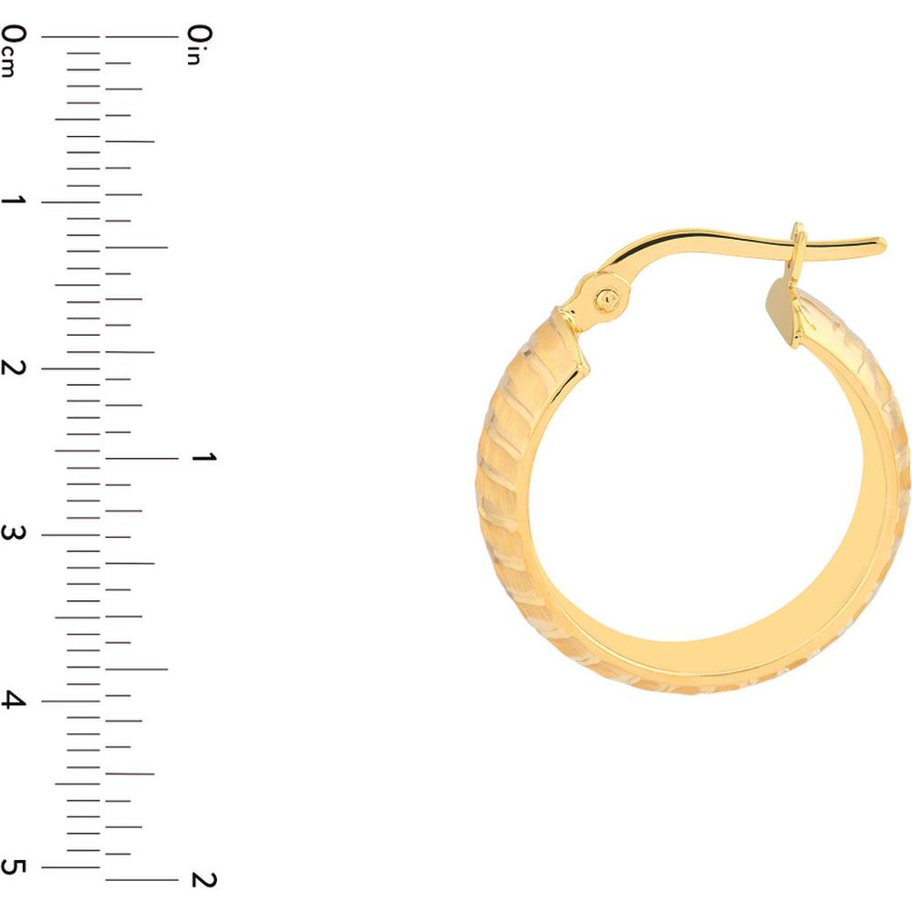 Olas d'Oro - 14K Yellow Gold Wide Textured Round Hoop Earrings - 2.86 Grams Total Weight