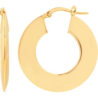 Olas d'Oro - 14K Yellow Gold Wide Triangular Tube Round Hoop Earrings - 3.26 Grams