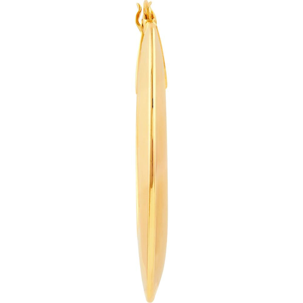 Olas d'Oro - 14K Yellow Gold Wide Triangular Tube Round Hoop Earrings - 3.26 Grams