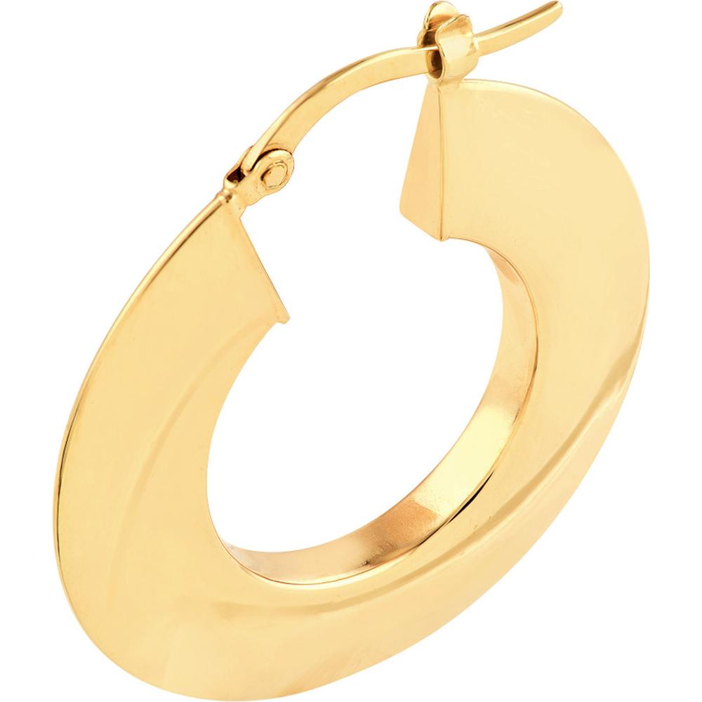 Olas d'Oro - 14K Yellow Gold Wide Triangular Tube Round Hoop Earrings - 3.26 Grams