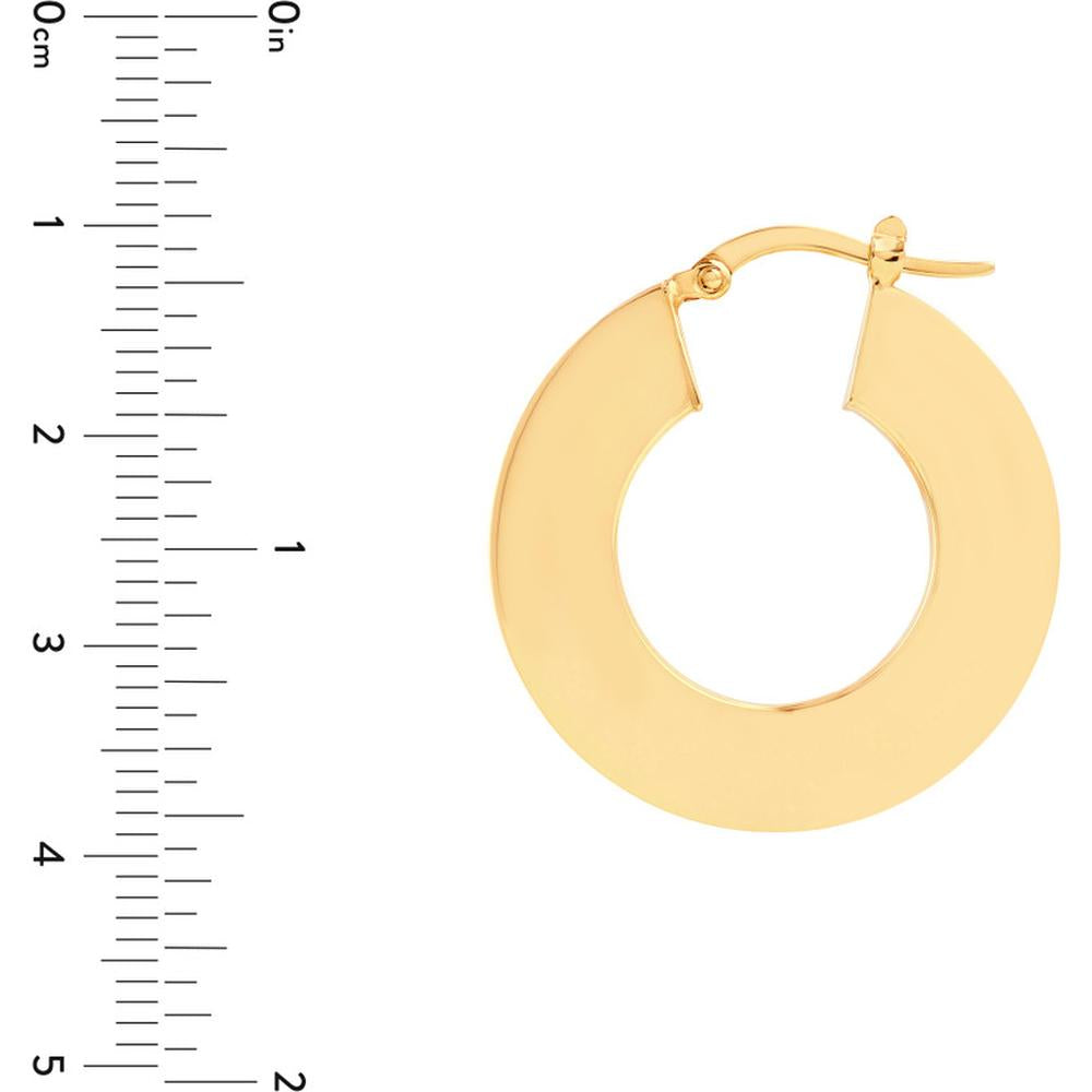 Olas d'Oro - 14K Yellow Gold Wide Triangular Tube Round Hoop Earrings - 3.26 Grams