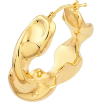 Olas d'Oro - 14K Yellow Gold Wide Twist Puff Hoop Earrings - 6.30 Grams Total Weight