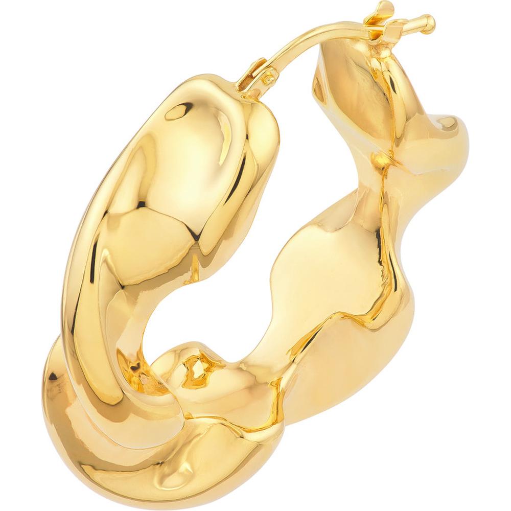 Olas d'Oro - 14K Yellow Gold Wide Twist Puff Hoop Earrings - 6.30 Grams Total Weight