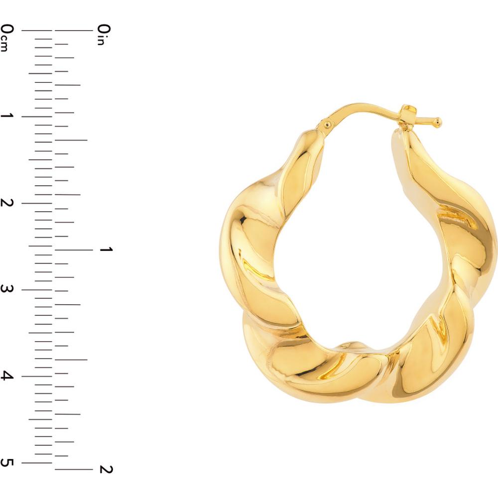 Olas d'Oro - 14K Yellow Gold Wide Twist Puff Hoop Earrings - 6.30 Grams Total Weight