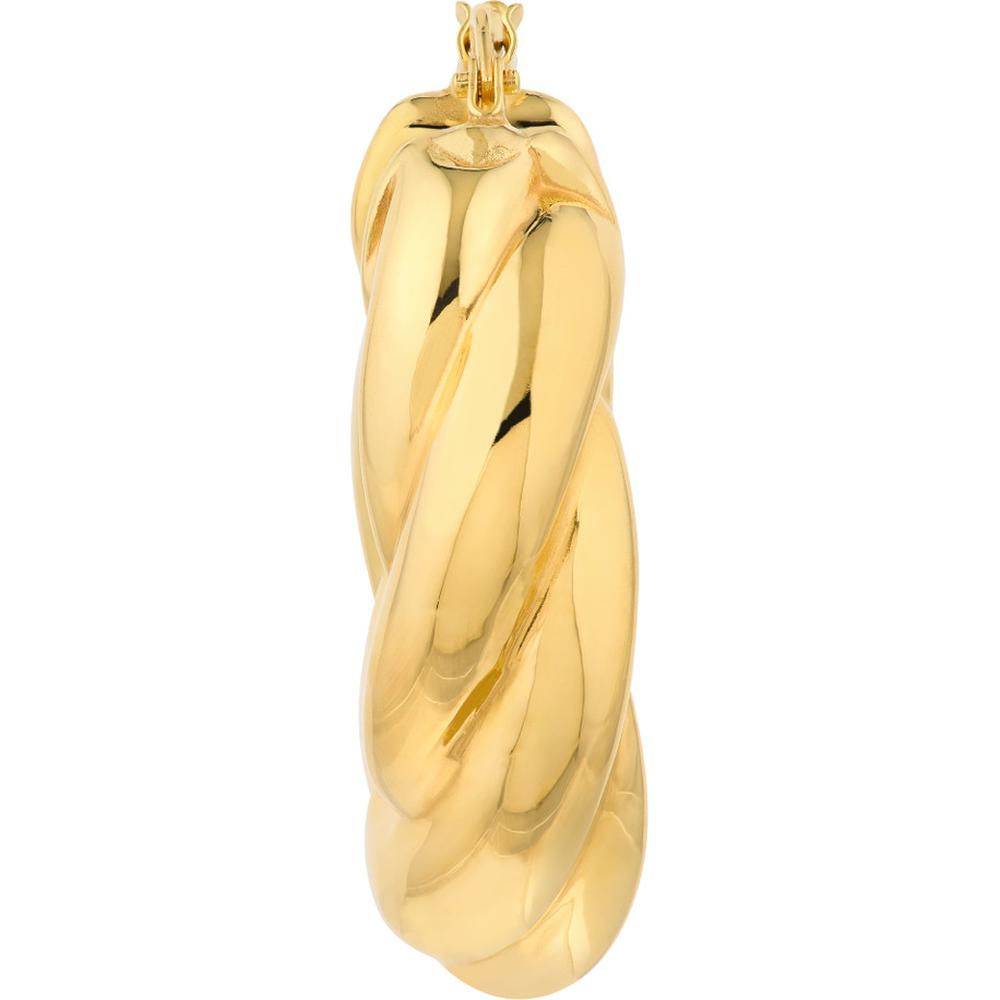 Olas d'Oro - 14K Yellow Gold Wide Twisted Puff Hoop Earrings Lightweight, Sculptural Design