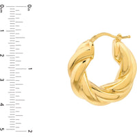 Olas d'Oro - 14K Yellow Gold Wide Twisted Puff Hoop Earrings Lightweight, Sculptural Design