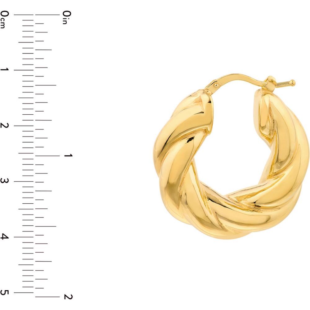 Olas d'Oro - 14K Yellow Gold Wide Twisted Puff Hoop Earrings Lightweight, Sculptural Design