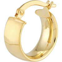 Olas d'Oro - 14K Yellow Gold Wide Wedding Band Hoop Earrings - 1.60 Grams Total Weight