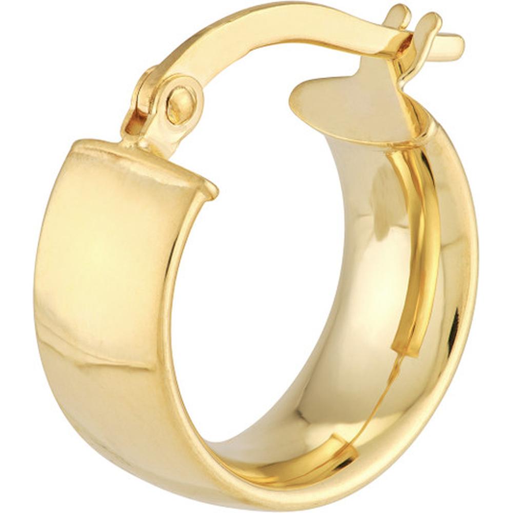 Olas d'Oro - 14K Yellow Gold Wide Wedding Band Hoop Earrings - 1.60 Grams Total Weight