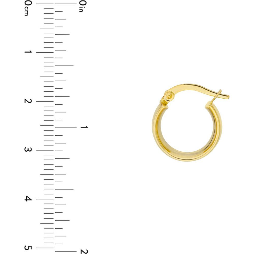 Olas d'Oro - 14K Yellow Gold Wide Wedding Band Hoop Earrings - 1.60 Grams Total Weight