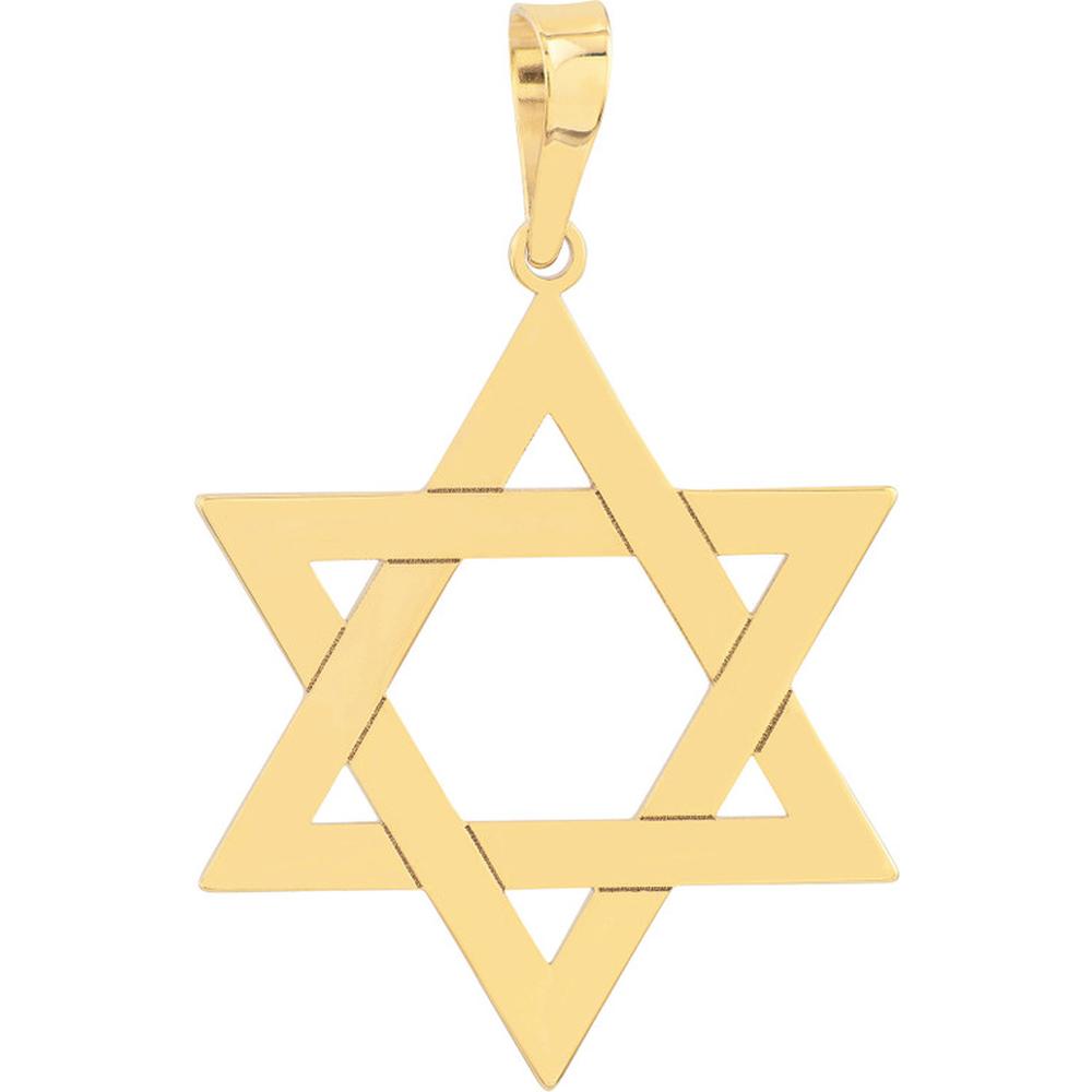 Olas d'Oro - 14K Yellow Gold Woven Star of David Pendant - Faith Symbol in Solid Gold
