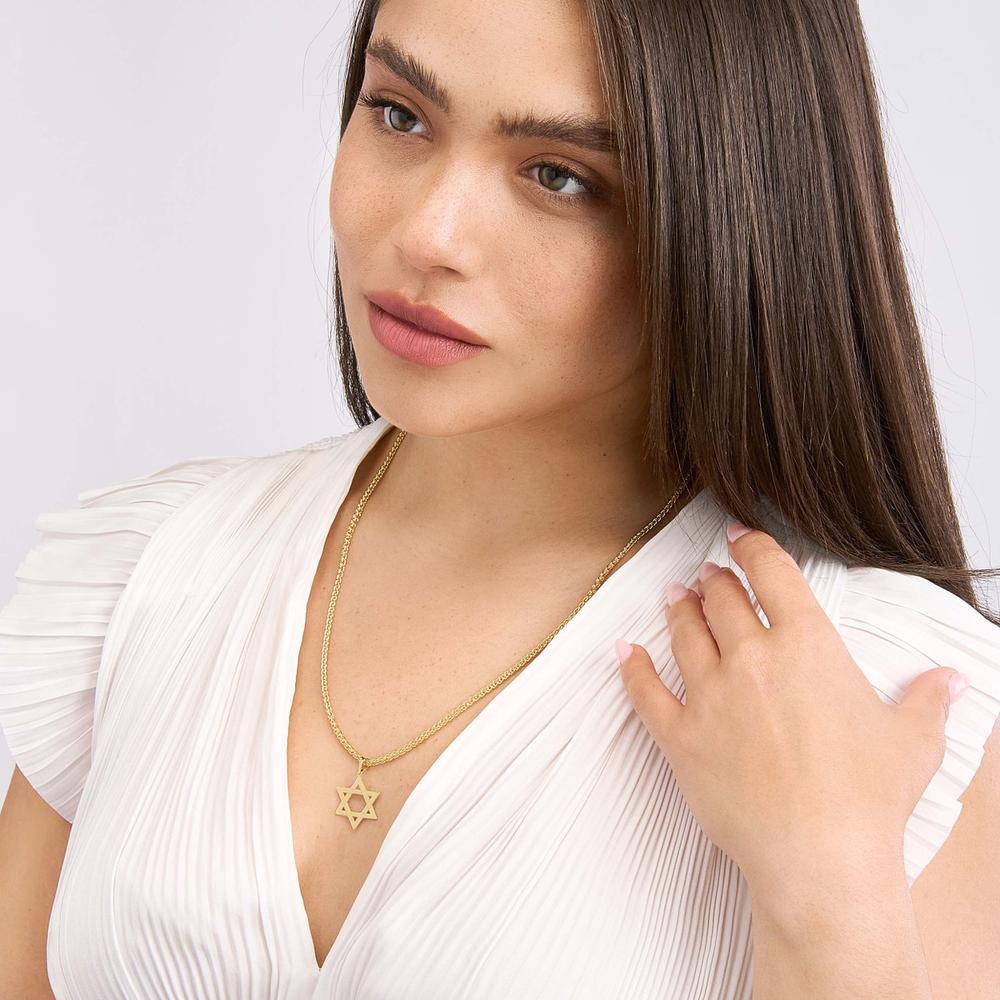 Olas d'Oro - 14K Yellow Gold Woven Star of David Pendant - Faith Symbol in Solid Gold