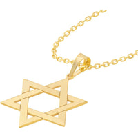 Olas d'Oro - 14K Yellow Gold Woven Star of David Pendant - Faith Symbol in Solid Gold