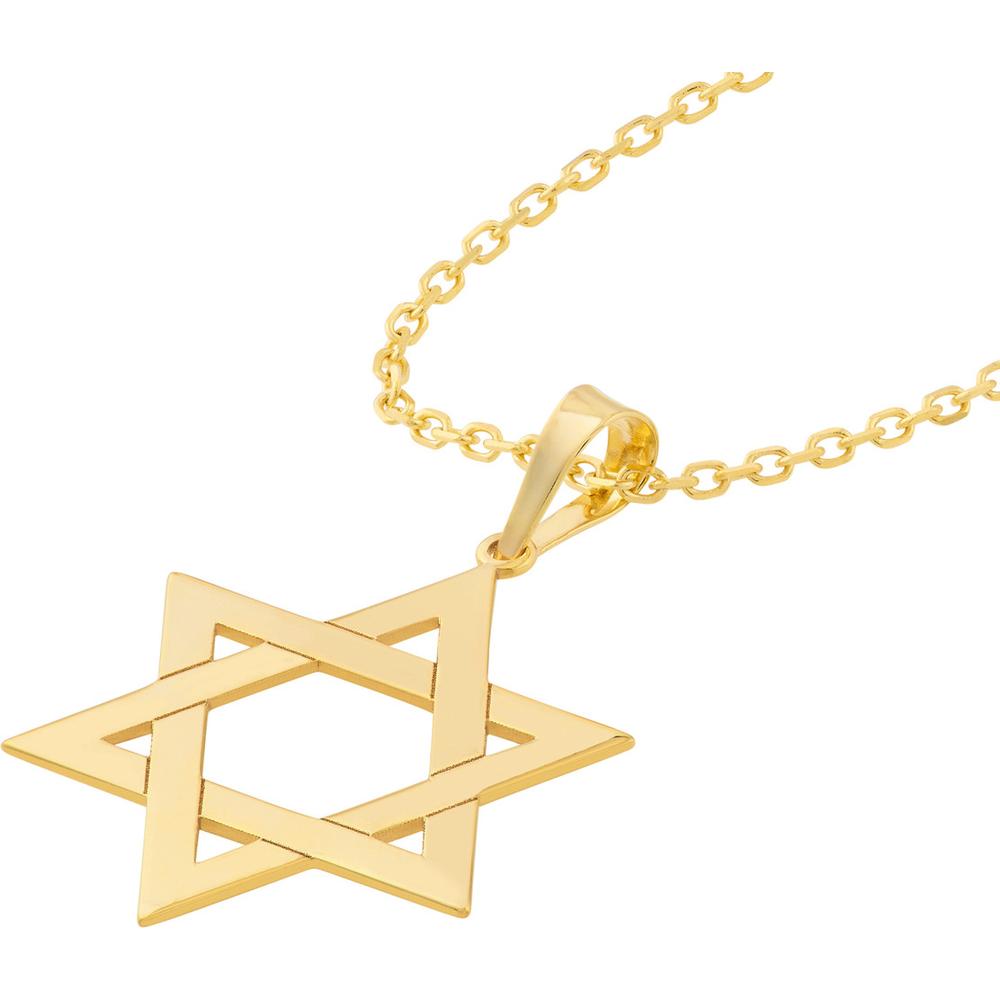Olas d'Oro - 14K Yellow Gold Woven Star of David Pendant - Faith Symbol in Solid Gold
