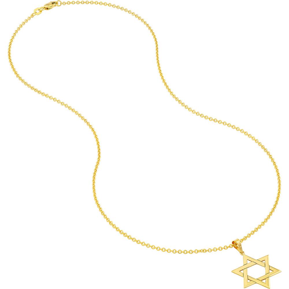 Olas d'Oro - 14K Yellow Gold Woven Star of David Pendant - Faith Symbol in Solid Gold