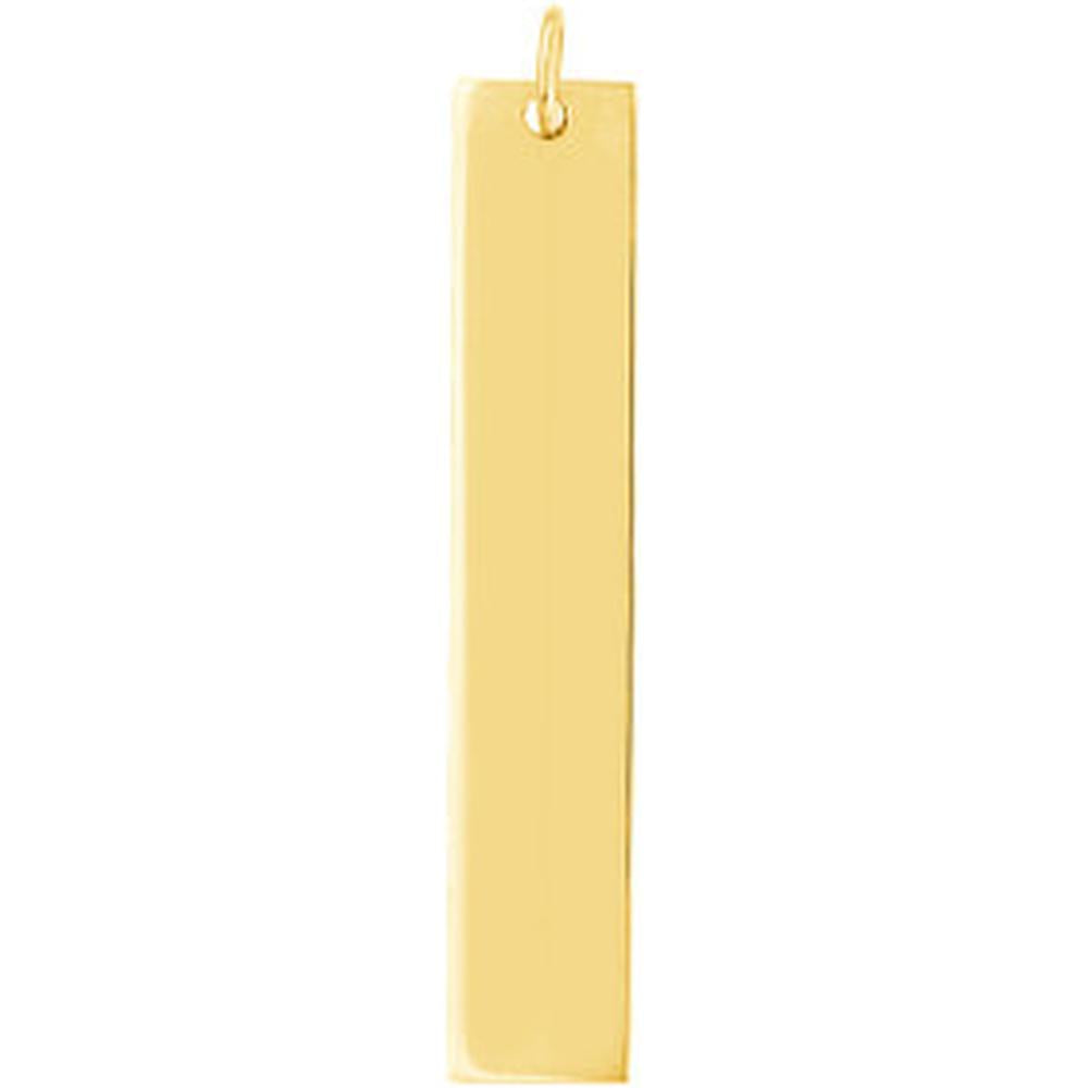 Olas d'Oro - 14K Yellow Gold X-Long Vertical Bar Engravable Charm 8x42mm 2.31 Grams
