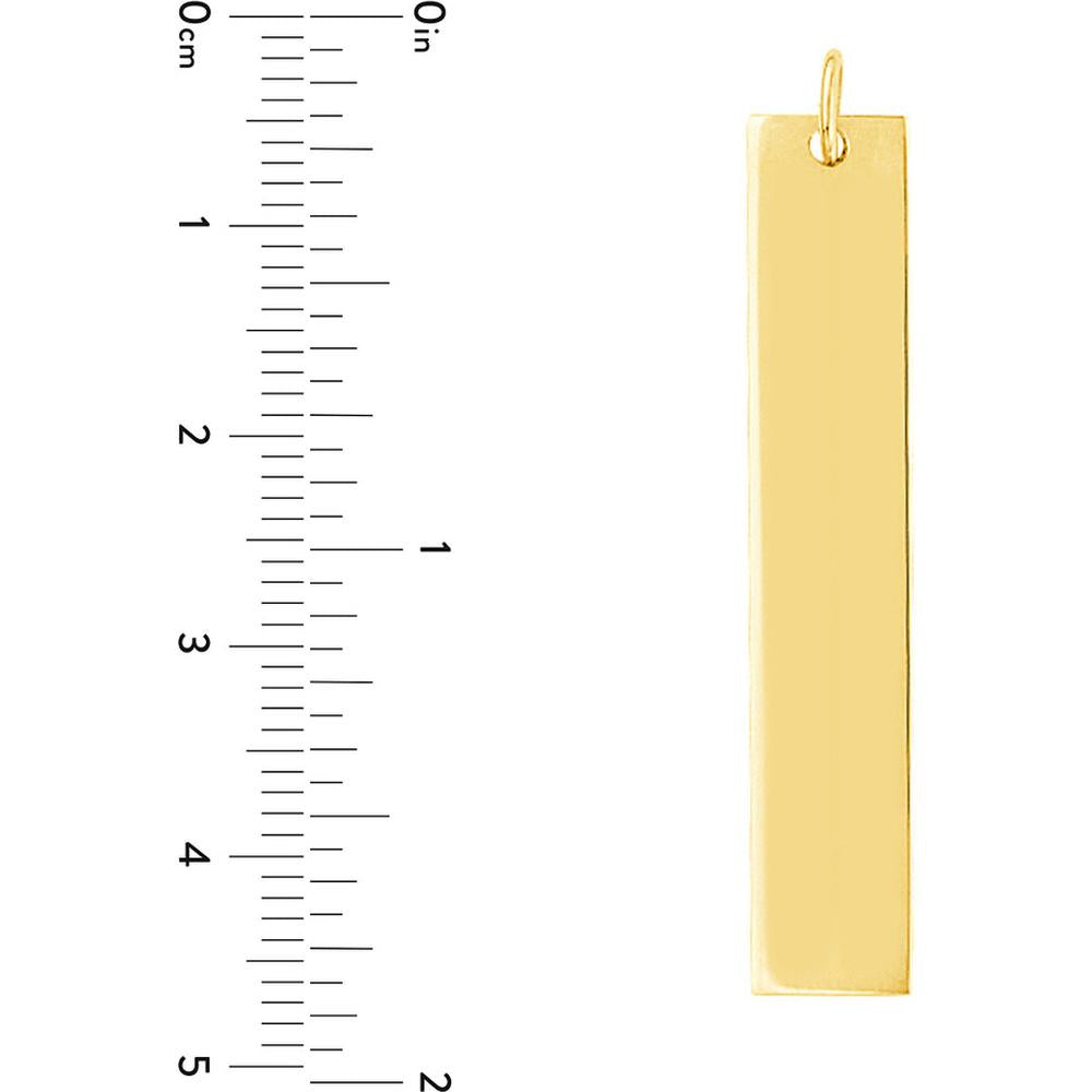 Olas d'Oro - 14K Yellow Gold X-Long Vertical Bar Engravable Charm 8x42mm 2.31 Grams