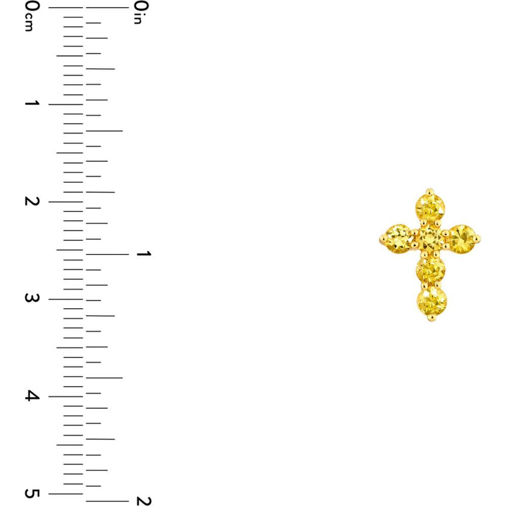 Olas d'Oro - 14K Yellow Gold Yellow Sapphire Cross Pendant - 0.90 Carat Total Gem Weight
