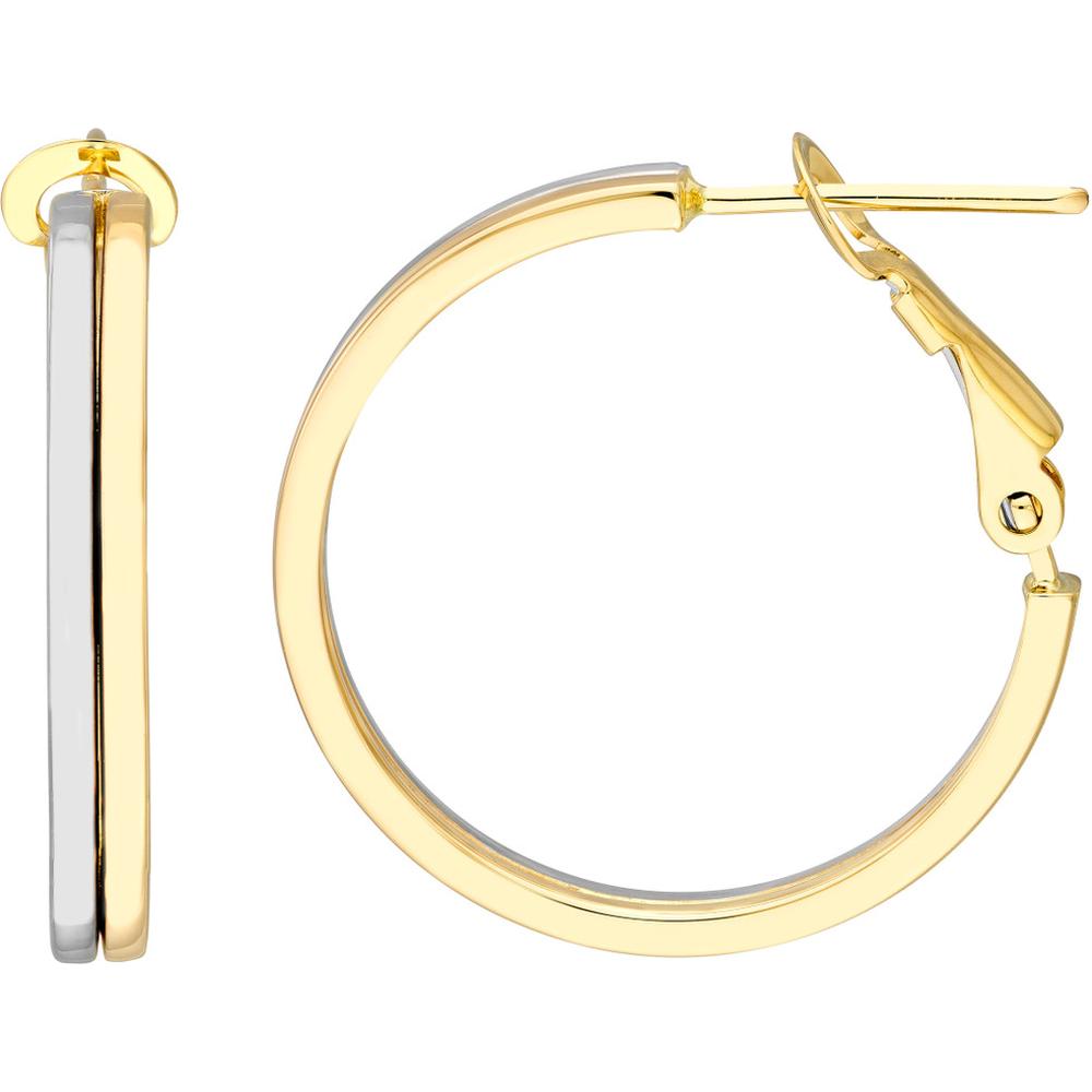 Olas d'Oro - 14K Yellow/White Gold 23mm Two-Tone Omega Back Earrings