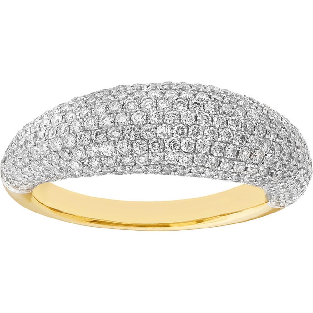 Olas d'Oro - 14K Yellow/White Gold Diamond Pave Dome Ring - 1.69 Carat Total Diamond Weight