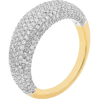 Olas d'Oro - 14K Yellow/White Gold Diamond Pave Dome Ring - 1.69 Carat Total Diamond Weight