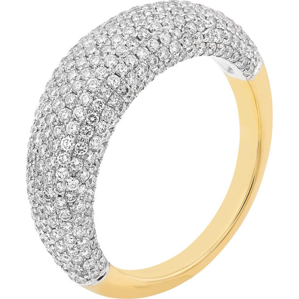 Olas d'Oro - 14K Yellow/White Gold Diamond Pave Dome Ring - 1.69 Carat Total Diamond Weight