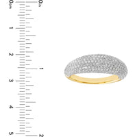Olas d'Oro - 14K Yellow/White Gold Diamond Pave Dome Ring - 1.69 Carat Total Diamond Weight