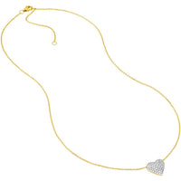 Olas d'Oro - 14K Yellow/White Gold Diamond Pave Heart Necklace - 1/2 Total Carat Weight