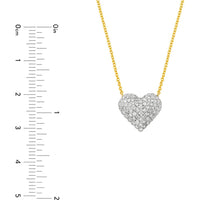 Olas d'Oro - 14K Yellow/White Gold Diamond Pave Heart Necklace - 1/2 Total Carat Weight
