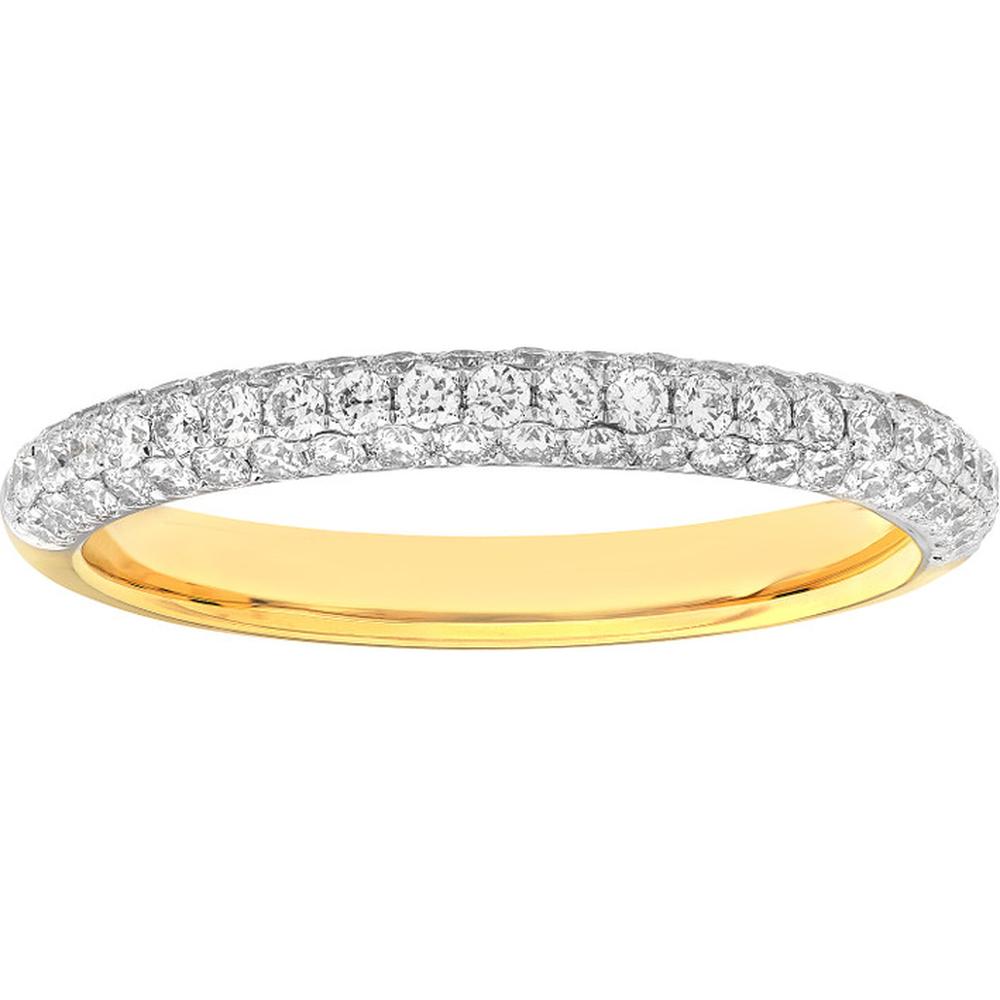 Olas d'Oro - 14K Yellow/White Gold Diamond Pave Stackable Band - 0.67 Carat Total Diamond Weight