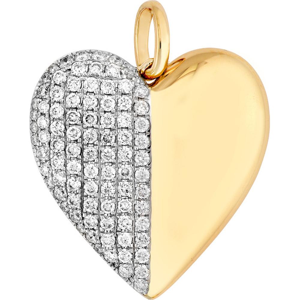Olas d'Oro - 14K Yellow/White Gold Heart Pendant with 5/8 Carat Diamonds
