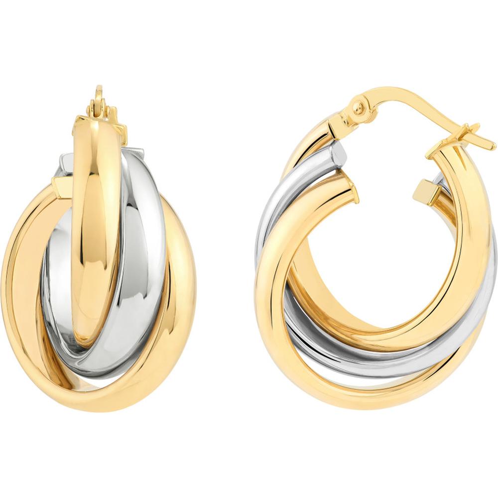Olas d'Oro - 14K Yellow/White Gold Love Knot Hoop Earrings - 5.00g Total Weight