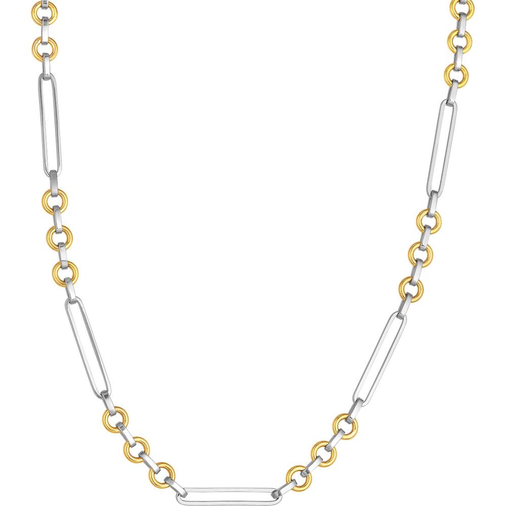 Olas d'Oro - 14K Yellow/White Gold Oval and Rolo Link Necklace  11.32g