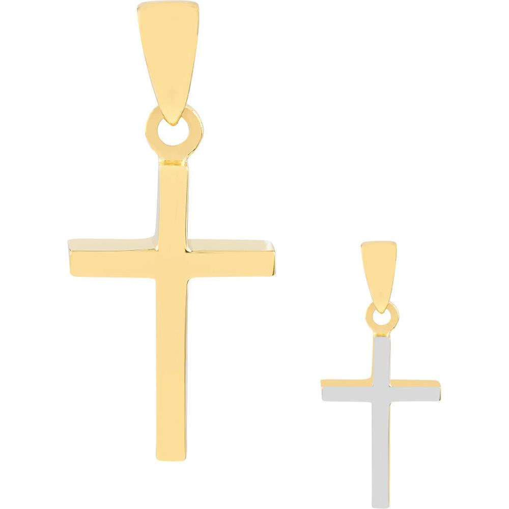 Olas d'Oro - 14K Yellow/White Gold Reversible Two-Tone Cross Pendant